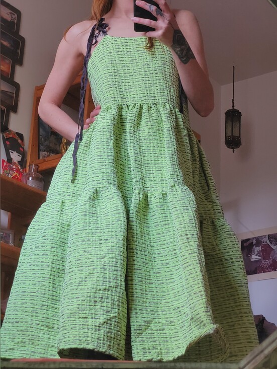 Eliza Faulkner Dresses & Skirts - Eliza Faulkner Jacquard Cece Dress In Lime Green Ribbon Straps - Size S